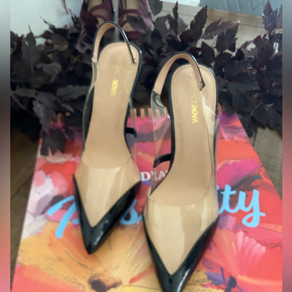 Fashion Nova Black and Tan Heels